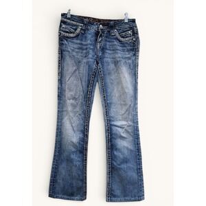 Rock Revival Bootcut Jeans Women's 25 Flap Pocket Heavy Stitch Medium Wash